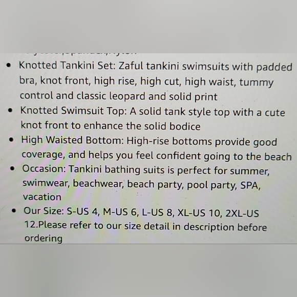 NWT KNOT DETAIL PADDED CROP TOP TANK HIGH LEG SWIM BATHING SUIT SIZE 6 - Picture 8 of 10